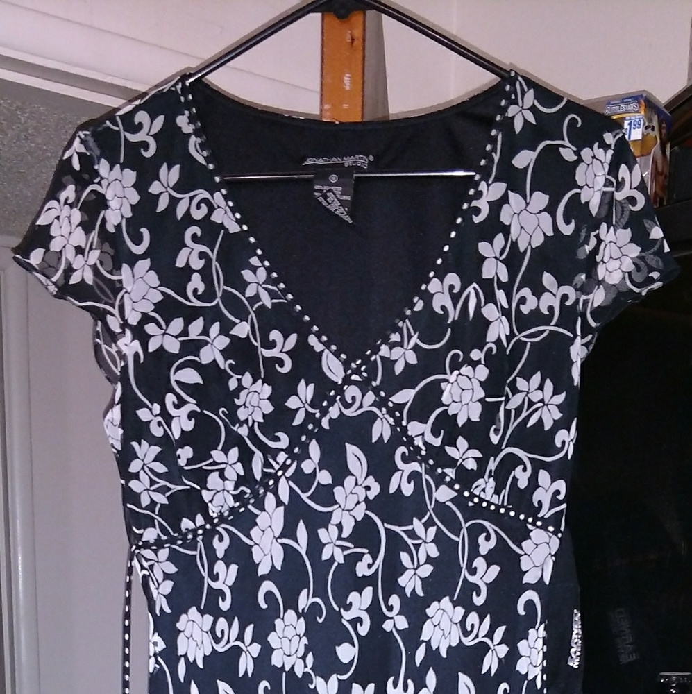 Black and white chiffon dress NWOT